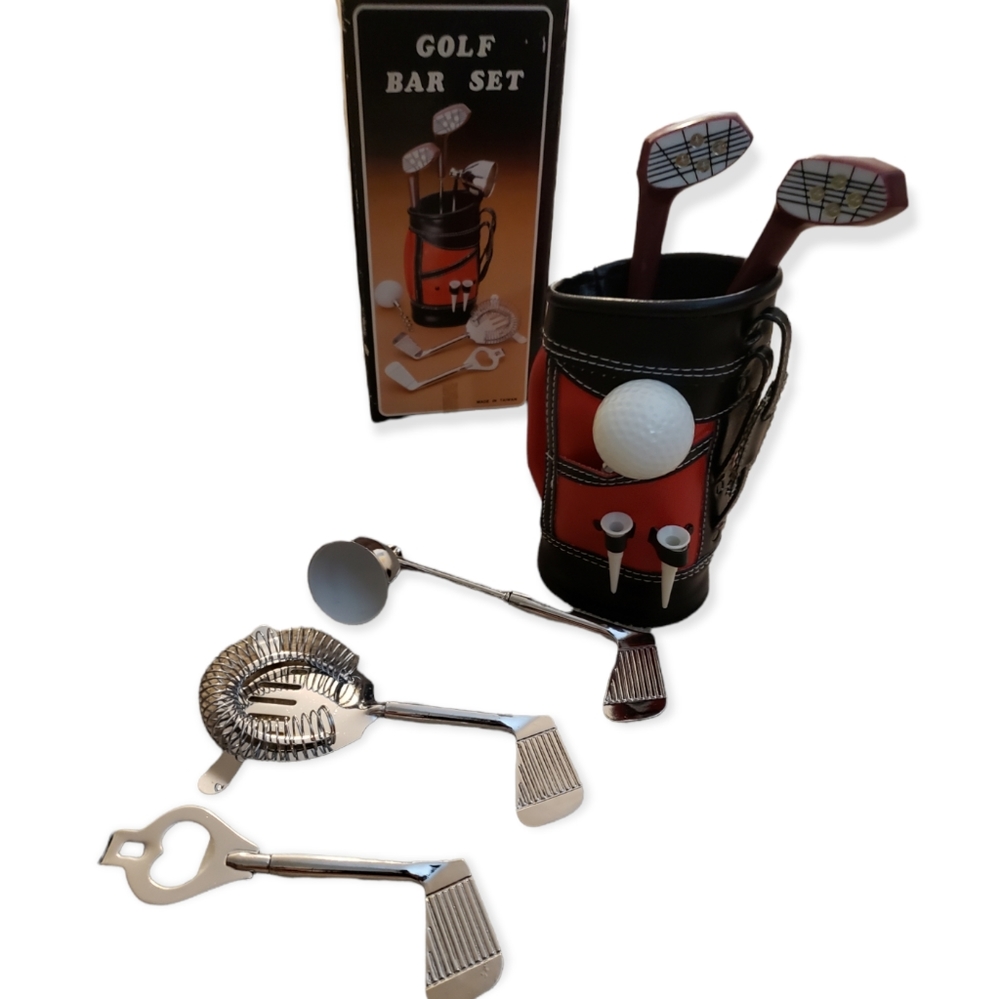 Golf Bag Cocktail Bar Set/ Drink Tool Barware/6 Piece Bar Tool Kit